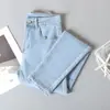 Calças Jeans Stretch de Cor Clara 2022 para Mulheres Cintura Alta Primavera e Verão Finas Justas Emagrecedoras Calças Lápis Comprimento no Tornozelo