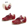 Tênis Feminino de Couro Genuíno com Aumento Oculto de Altura de 2cm, Novidade Outono 2026, Cor Color Blocking Retrô, Sola Plana, Versátil, Calçado Esportivo