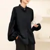 Novedad Otoño Ropa de Mujer Camisa Japonesa Rakuten para Mujer Mangas Abullonadas Petite Holgada Color Sólido Versátil Moda Top