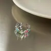 Anillo Arcoíris Abierto Floral Color Dopamina para Mujer, Diseño de Nicho, Ajustable, Único, Lujo Ligero