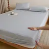 Sábana bajera de algodón puro cepillado, grosor A, una pieza, 100% algodón, color liso, sábana suave para cama, protector de colchón, colcha de punto de algodón
