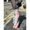 Moda Urbana Europea y Americana Costura de Nicho Jeans para Hombre Hip-hop Hiphop talla extra Combinan con todo Sueltos Rectos Pantalones