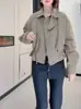 Chamarra cortavientos casual con solapa corta para mujer, estilo coreano, otoño 2026, entallada a la cintura, adelgazante, top de chaqueta de trabajo petite