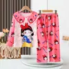 Conjunto de Pijama para Meninas Primavera e Outono Manga Longa Princesa Crianças Maiores Verão Ar Condicionado Roupas de Casa Conjunto de Duas Peças Atacado