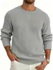 Suéter Masculino Novo de Tricô Gola Redonda, Cor Sólida, Versátil para Uso Diário, Suéter Casual, em Estoque, Moderno