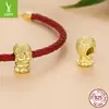 Plata Ziyun Elemento Dorado Pequeño Buda Dorado Accesorios de Plata de Ley 925 Patrón Vajra Vajra Pulsera de Abalorios DIY