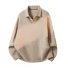 Mu Qiu Ropa de Hombre Polo de Punto con Cremallera a Media Altura y Cuello Solapa de Manga Larga Estilo Old Money Suéter Holgado Texturizado