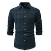 Camisa Xadrez Masculina Manga Longa Camisa Masculina Preto e Branco Comércio Exterior Camisa Casual de Negócios Masculina Masculina Transfronteiriça Primavera, Outono e Inverno