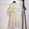 60970 Talla Grande 150kg Verano para Mujer Estilo Coreano Elegante con Lazo Vestido Floral de Gasa