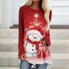 Camiseta Navideña de Árbol de Navidad para Mujer 2023 Camiseta Impresa en 3D de Muñeco de Nieve moda femenina camiseta top holgado de manga larga