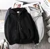 Sudadera con capucha de punto gris de marca de moda para otoño e invierno, sudadera con capucha de punto gris para pareja, top casual de estilo americano de ajuste holgado para hombre