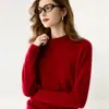 Nueva camiseta base de punto de cachemira para otoño e invierno, moderna, suave, cómoda, engrosada, cálida, color liso, estilo coreano, manga larga para mujer