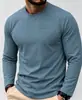 Nueva Camiseta de Hombre para Otoño e Invierno Estilo Europeo y Americano Color Sólido Corte Delgado Secado Rápido Transpirable Manga Larga Camiseta Base para Hombre