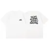 Camiseta Feminina Casual Criativa com Texto da Moda Manga Curta 230g Algodão Puro Solta Respirável Confortável Roupa Simples para Mulheres