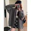 Cardigan Estilo Coreano Transfronteiriço Design Preguiçoso Tricô de Ponto Torcido Feminino 2026 Outono/Inverno Novo Suéter Solto para Pessoas Baixas