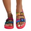 Zapatillas de primavera y verano 2024 de talla grande para mujer, de comercio exterior, de color liso, con doble botonadura, cómodas sandalias casuales europeas y americanas para mujer