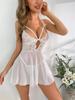 Cross-border Novo comércio exterior roupas femininas decote em V profundo boate decote baixo sem costas malha malha oca malha vestido irregular