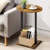 Nueva Mesa Lateral Redonda para Sala de Estar, Mesa Lateral para Sofá con Cesta de Tela, Mesa Decorativa Ovalada para Sofá para Sala de Estar Dormitorio
