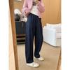 Pantalones de Lino Tencel de Pierna Ancha Estilo Old Money Retro Moda para Mujer, Pantalones Casuales Adelgazantes 25 Primavera/Verano X0317K