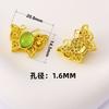 Anillo de oro mate bañado en cobre que conserva el color con incrustaciones de cuentas porosas de color verde oliva con cielo estrellado de ojo de gato, accesorios hechos a mano para bricolaje