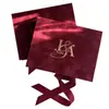 Caixa de Presente de Veludo Personalizada Vinho Tinto de Luxo, Caixa de Presente de Veludo com Estampagem Dourada, Cartão de Convite de Acrílico, Item de Presente Universal