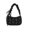 Bolso de mano de pana estampado estilo francés de moda, un bolso cruzado de nicho para estudiantes con gran capacidad, perfecto como bolso de hombro