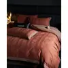 Conjunto de quatro peças 60 fios 100% algodão jacquard com algodão escovado, com capa de edredom abotoada e lençol, conjunto de cama de três peças de alta qualidade para o quarto
