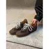 Versión en Stock~Zapatos de Entrenamiento Alemanes de Cuero Genuino Estilo Retro Simple con Aumento de Altura para Mujer, Tenis Casuales Versátiles, Zapatos Deportivos, Zapatos de Forrest Gump