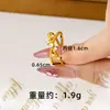Anillo Mariposa Flor Estilo Étnico de Moda, Elegante Oro de Arena Vietnamita Incrustado con Corona de Circonita Anillo Hueco para Dedo Índice Suministro de Joyería