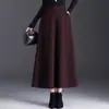 Saia Midi Chic de Linha A Dupla Face para Mulheres Outono/Inverno 2026 Nova Saia Longa de Cintura Alta Emagrecedora Moda Versátil Saia de Barra Larga