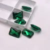 Pedra preciosa retangular de corte esmeralda com bordas chanfradas, pedra solta para anéis DIY, pingentes e incrustações de pedras preciosas, pedra preciosa nano verde