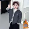Chaqueta de franela a cuadros para niños estilo coreano, top grueso y cálido para niños, solapa, lana de cordero, ropa de otoño e invierno para bebés, chaqueta