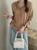 26 Outono Novo Estilo Blusa, Lã Merino Super Fina 100%, Estilo Coreano Cor Sólida com Capuz e Cordão Manga Longa Suéter de Tricô para Mulheres