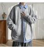 Moletom Cardigan Falso Duas Peças Estilo Americano para Homens, Design de Marca Tendência Outono e Inverno, Colete de Casal Estilo College, Jaqueta Camisa Retro