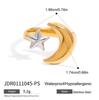 Design silencioso aço inoxidável banhado a ouro 18K combinação de cores dourado e prateado combinação de cores suave anel ajustável abertura joia estrela e lua