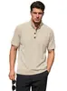Blusa Jacquard Masculina Cor Sólida Gola Alta Manga Curta Amazon Verão Casual Solta Comércio Exterior Tamanho Europeu Moletom