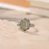 Yi Lu Yin Plata de Ley S925 Jade Hetian Jade Qing Shui Ámbar Anillo Retro Envejecido Nubes Auspiciosas Chinas Superficie de Huevo Anillo de Plata