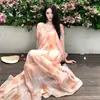 Conjunto de Vestido de Dos Piezas con Estampado Estilo Nuevo Romántico para Mujer, Vestido Largo de Verano, Atuendo Holgado Estilo Vacaciones como de Hada