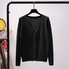 Suéter de stock a largo plazo para mujer, primavera y otoño, fino, cárdigan fino para mujer, abrigo, manga larga, suéter corto para mujer, exterior