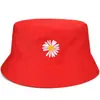 Chapéu de Pescador com Margaridas Estilo K Chapéu de Bacia Bordado Dupla Face Chapéu de Sol e Proteção Solar Moderno e Versátil com Vários Padrões e Logos