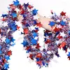 Tiras Decorativas Temáticas de Dia da Independência Transfronteiriças, Tiras Estreladas Vermelhas, Brancas e Azuis Americanas, Adereços para Decoração de Festa ao Ar Livre