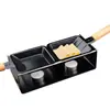Sartén Portátil para Asar Queso con Mini Mango de Madera, Parrilla para Pan con Queso y Set de Herramientas para Hornear con Vela
