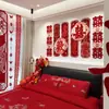 Set de decoración de habitación de boda para un nuevo hogar festivo, decoración de pared de fondo de dormitorio, guirnalda de personaje de terciopelo de alta gama "feliz" para decoración
