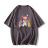 Camiseta de algodão com manga curta estilo pintura a óleo, direto da fábrica, para mulheres, novo design da moda de verão 2024, roupas, camiseta masculina e feminina