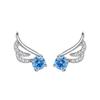 Aretes de botón de plata s925 para mujer estilo coreano alas de ángel elegantes aretes de celebridad en línea diseño personalizado estilo ins aretes de moda