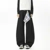 Pantalones de Trabajo Desestructurados Estilo Bufanda Cuadrada para Hombre, Pantalones Largos Deportivos Versátiles de Pierna Ancha Sueltos de Moda para Pareja, Estilo Urbano