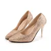 Sapatos de Salto Alto Femininos com Lantejoulas da Coleção Primavera 2023, Design de Moda Sexy com Strass, Bico Fino Único, Sapatos de Casamento, Sapatos para Madrinhas