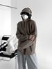 Estilo americano retrô meio zíper suéter com capuz masculino estilo coreano cor sólida oversize de alta qualidade Ruan casaco suéter bonito