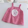 Elegantes Tirantes a Cuadros para Niñas Pequeñas 26 Verano Nuevo Bebé Niña Estilo Coreano Parches de Dibujos Animados Chaleco de Moda para Niña Trendy