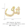 Pingente Letra Árabe Zircônia Material DIY Base de Cobre Banho de Ouro Retentor de Cor 14K Pingente de Letra com Acessório de Corrente